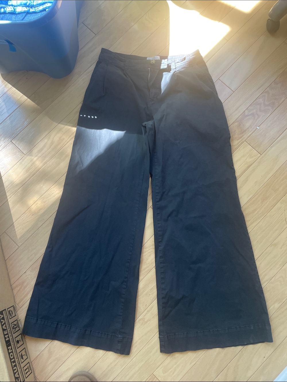Wide-Leg Navy Pants